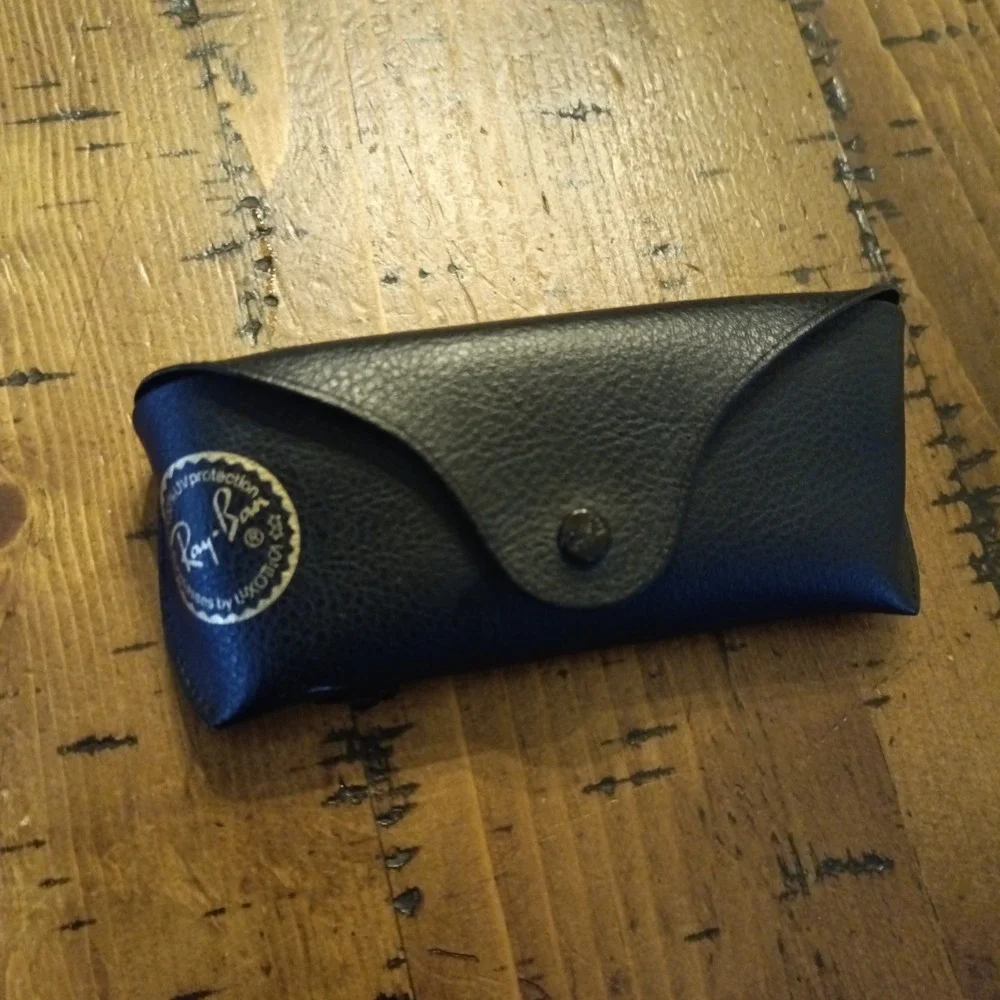 Ray Ban Sunglasses Case Black Pebbled Leather Snap Soft Eyewear Protector c1